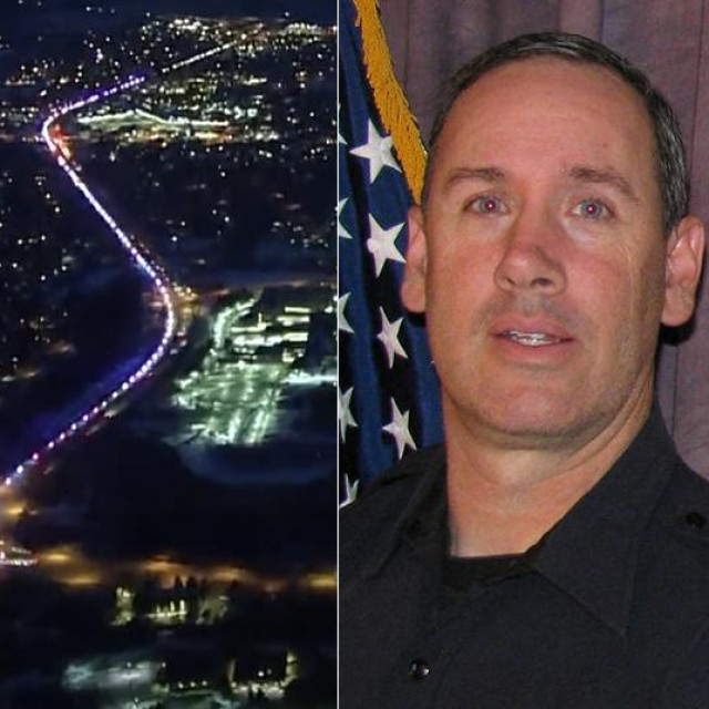 Policija i hitne službe povorkom pod svjetlima odale su počast ubijenom policajcu Ericu Talleyju (desno), prvom službeniku lokalne policije koja je intervenirala tijekom pucnjave u trgovini u Boulderu