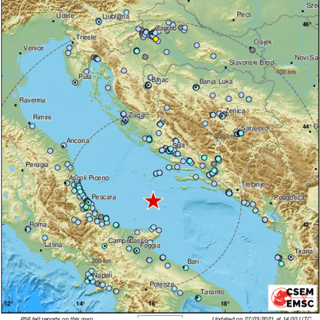 Potres u jadranskom podmorju