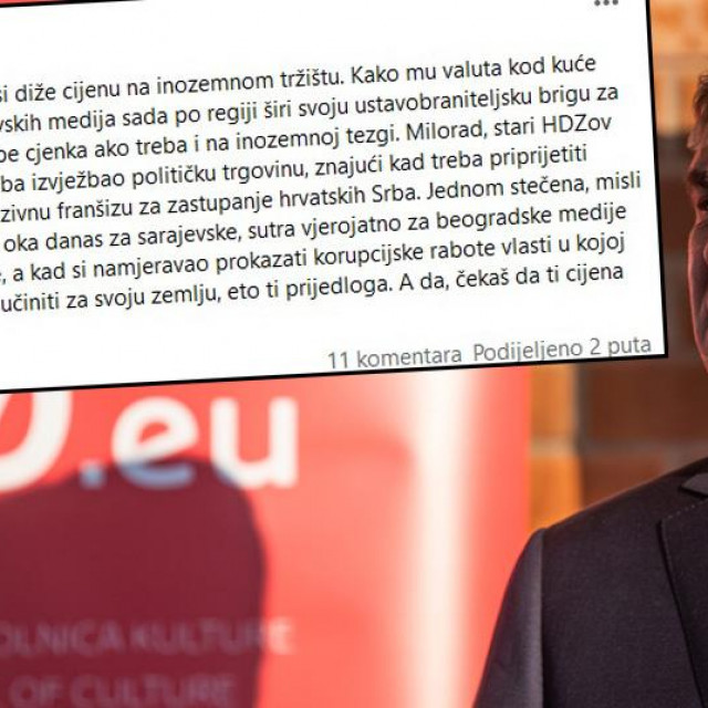 Zoran Milanović i screenshot njegovog statusa