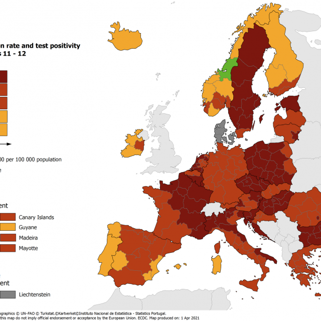 Karta ECDC-ja, 14-dnevna incidencija