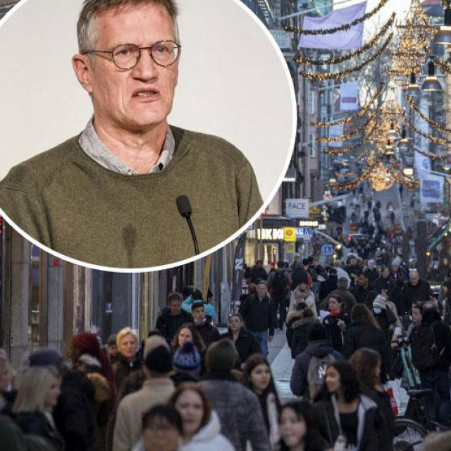 Anders Tegnell (u krugu), prizor iz Stockholma (glavna fotografija)