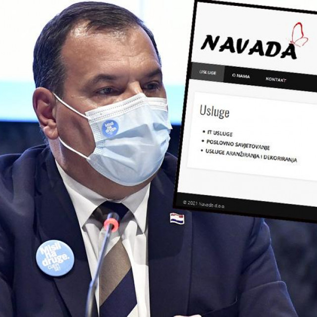 Vili Beroš i screenshot web stranice tvrtke Navada d.o.o.