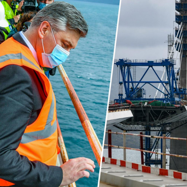 Premijer Plenković obišao je gradilište Pelješkog mosta