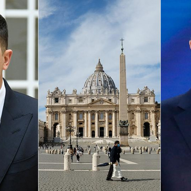 Volodimir Zelenskij (L); Vladimir Putin (D)