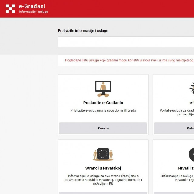 Naslovna stranica novog portala e-Građani