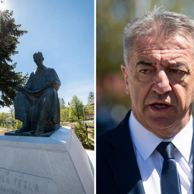 Župan Ličko-Senjske županije Darko Milinović, Teslin kip i ministrica Nina Obuljen Koržinek