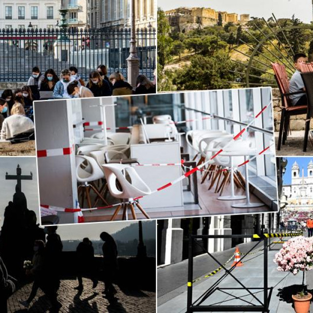 Prizori iz Pariza, Atene, Praga, Rima i Hamburga (u sredini)