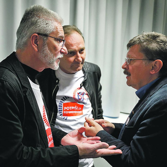 Sindikalni čelnici Krešimir Sever, Mladen Novosel i Vilim Ribić