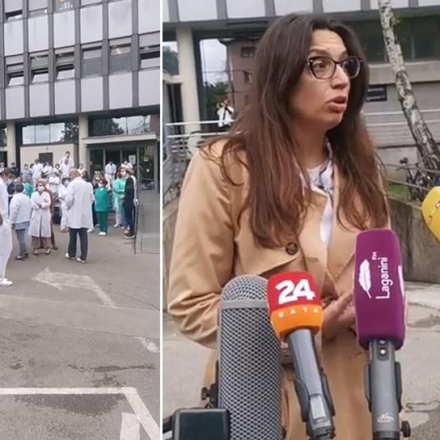 Dijana Zadravec (lijevo); prosvjed ispred KBC-a Sestara milosrdnica (sredina); dr. Karolina Bolanča Čulo