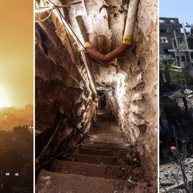 Napad na Gazu, ilustracija tunela i uništene zgrade u Pojasu Gaze