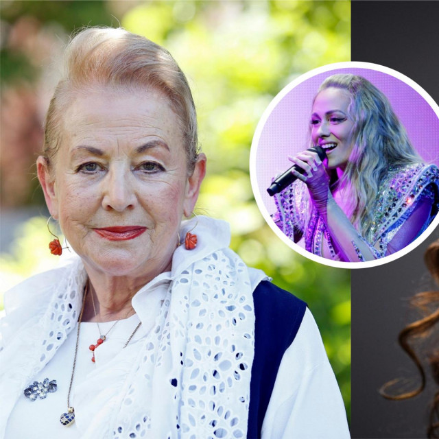 Ksenija Urličić i Doris Dragović te Albina (u krugu)