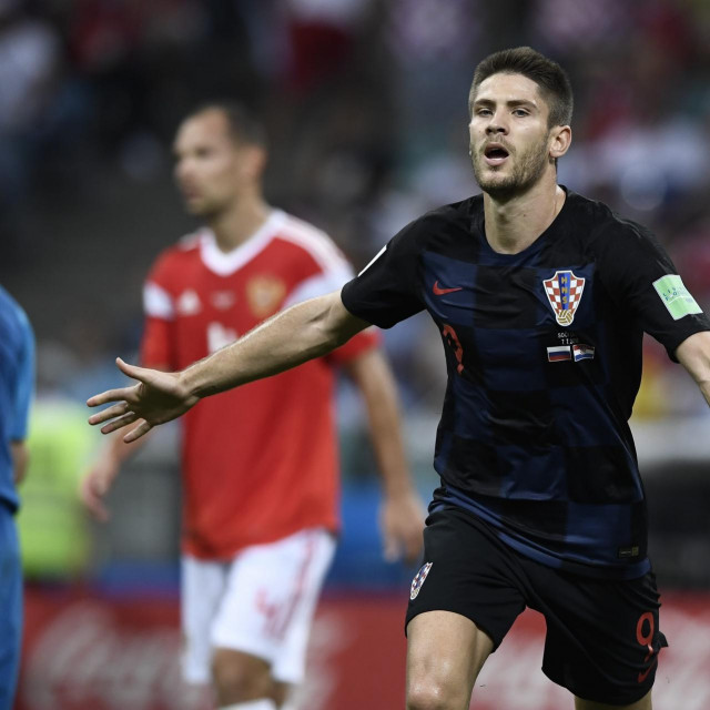 Soci, Adler, Rusija, 070718.
Olimpijski stadion Fisht.
FIFA World cup 2018.
Nogometna utakmica cetvrt finala svjetskog nogometnog prvenstva, FIFA World cup 2018, Rusija - Hrvatska.
Na fotografiji: gol Andrej Kramaric