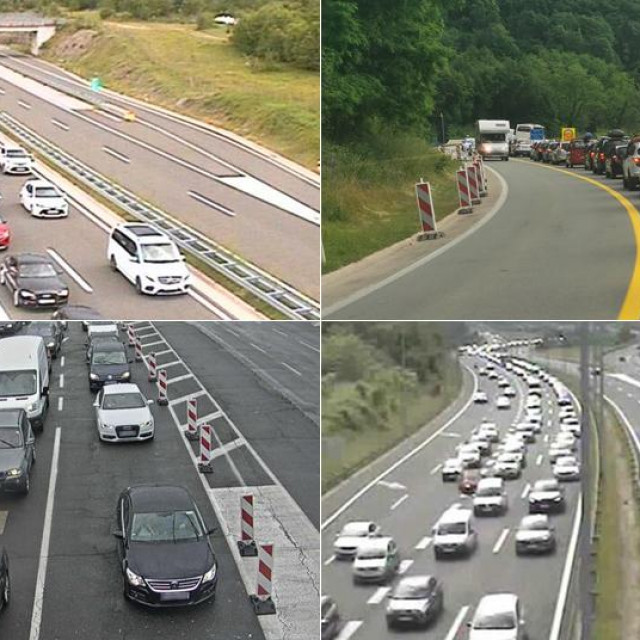 Rupa (gore lijevo); tunel Učka (gore desno); Granični prijelaz Bregana (dolje lijevo); Bosiljevo II (dolje desno)