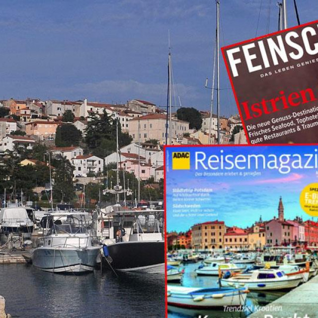 Naslovnice austrijskih časopisa; Vrsar u pozadini