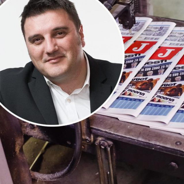 Glavni urednik Jutarnjeg lista Goran Ogurlić (gore lijevo), prizor iz Tiskare Vjesnik (glavna fotografija)