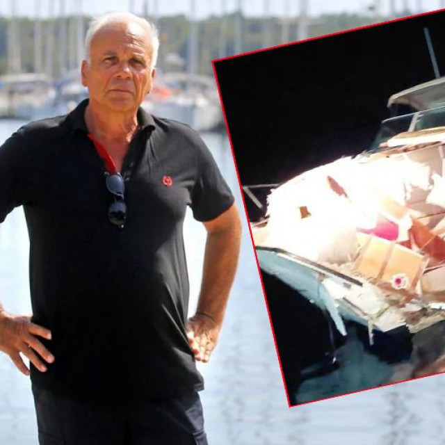 Lučki kapetan ispostave Milna Nikola Brkuljić koji je prvi došao u pomoć unesrećenima; Jedan od oštećenih brodova (desno)