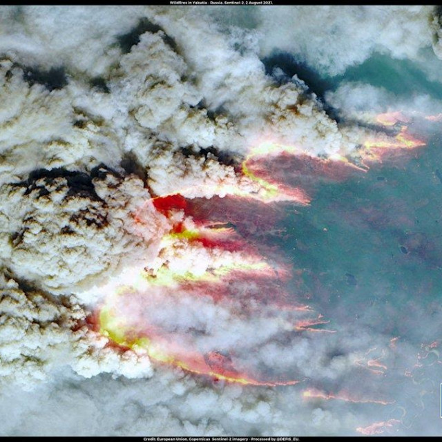 Satelitska snimka požara, nastala 2. kolovoza