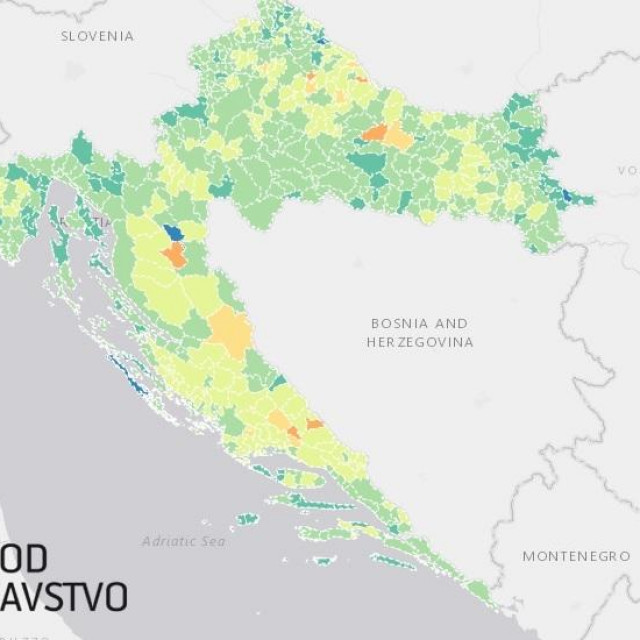 Karta procijepljenosti Hrvatske