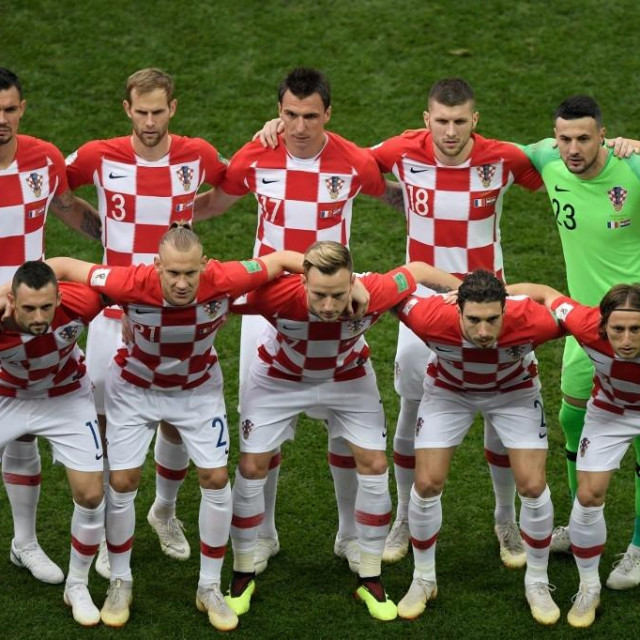 Hrvatska nogometna reprezentacija prije utakmice finala SP-a u Rusiji 2018.