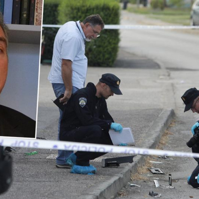 Ilustracija policijskog očevida i prof. dr. sc. Petar Veić (lijevo)