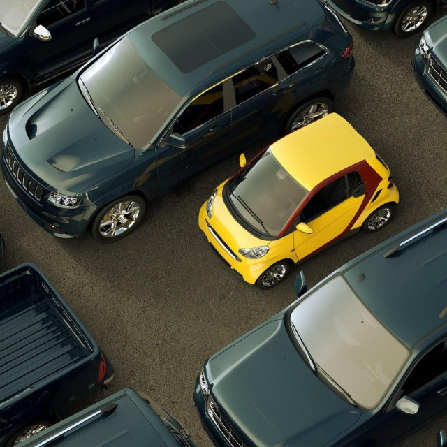 Auti na parkingu, ilustracija