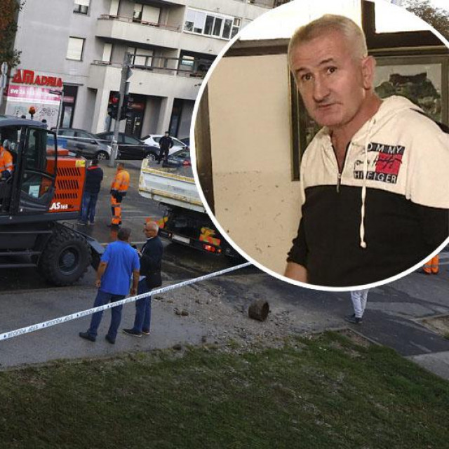 Puknuće cijevi u Zagrebu, domar (u krugu)