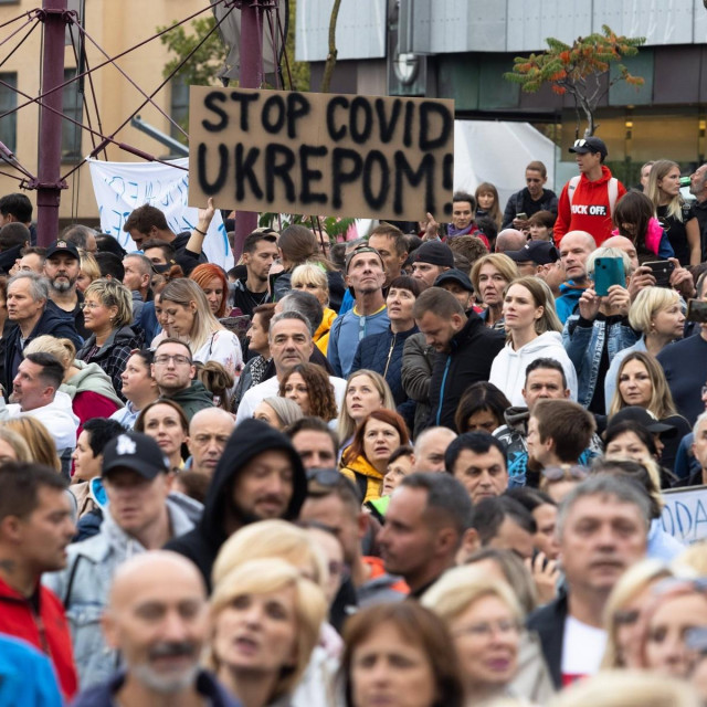 Ilustracija, prosvjed u Ljubljani protiv covid mjera