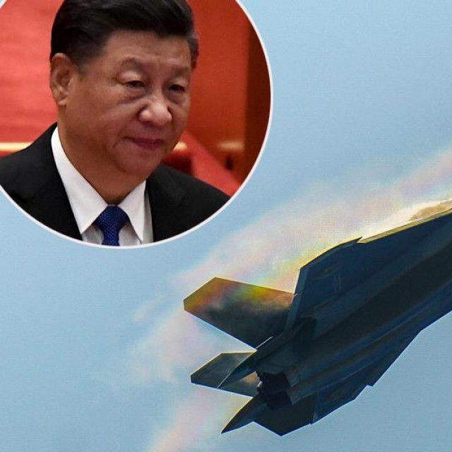Xi Jinping i kineski borbeni avion Chengdu J-20