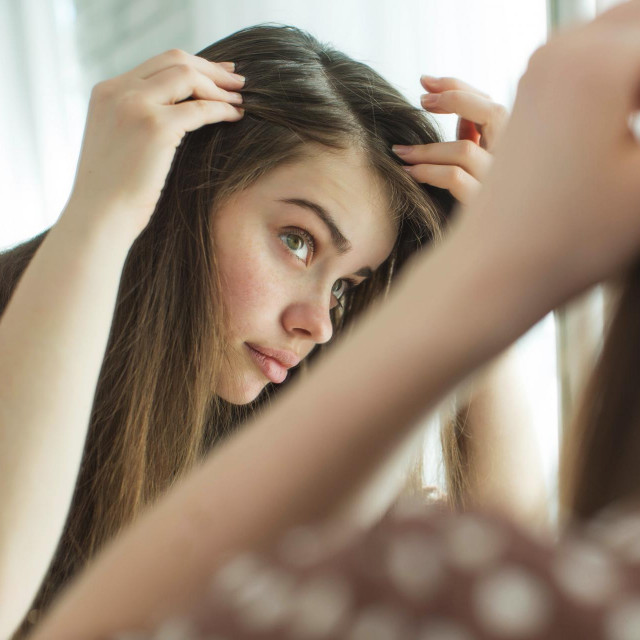 Woman with problematic hair