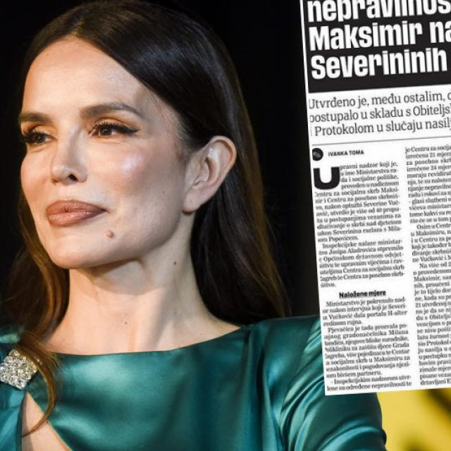 Severina i screenshot teksta u Jutarnjem listu