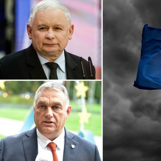 Jarosław Kaczyński, Viktor Orban i zastava EU