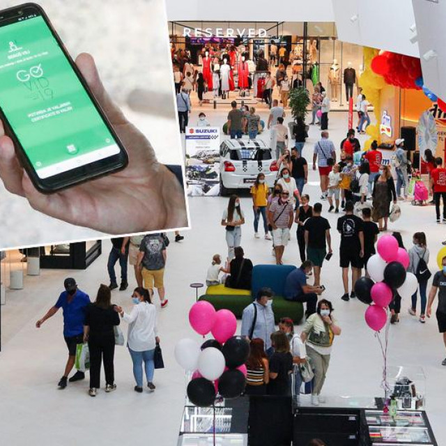 llustracija: Šoping centar i covid potvrde