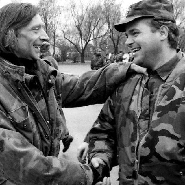 Žarko Potočnjak na svečanoj prisezi Satnije Hrvatskih umjetnika koji su djelovali kao dio Zbora narodne garde