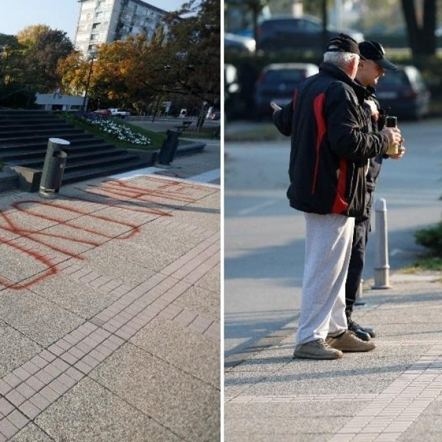 Muškarac išarao pločnik ispred zagrebačkog Poglavarstva