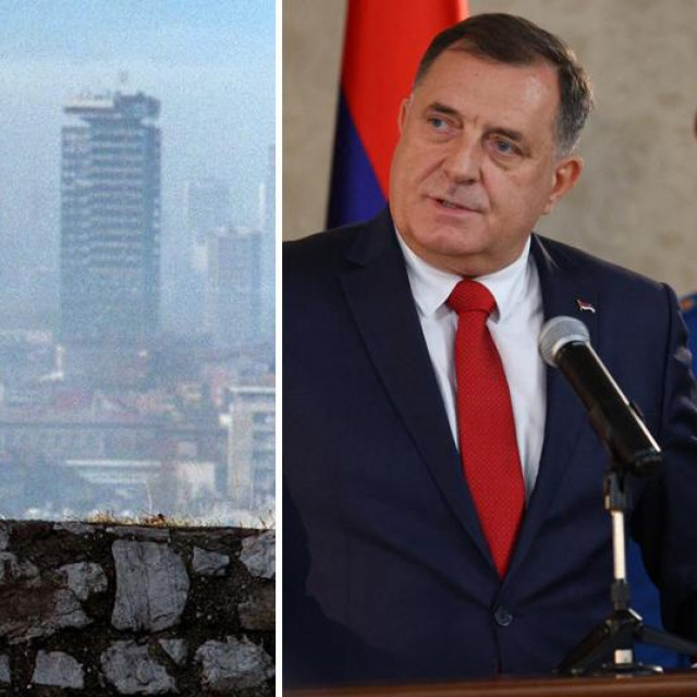 Prizor iz Sarajeva pod opsadom 1995. godine (lijevo), Milorad Dodik (desno)
