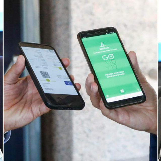 Davor Božinović, učitavanje covid potvrde i Vili Beroš
