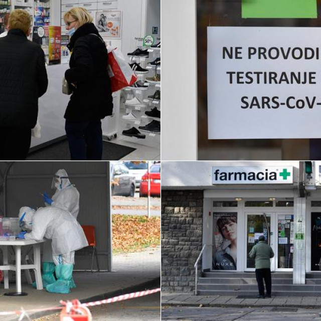 U Grižanskoj ulici u zagrebačkoj Dubravi tik uz ljekarnu nalazi se punkt za testiranje (dolje lijevo)
