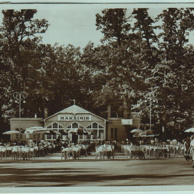 Preslika razglednice s prikazom zagrebačkog restorana Maksimir - ustupio fond Zbirke Zagrabiensia Gradske knjižnice u Zagrebu
