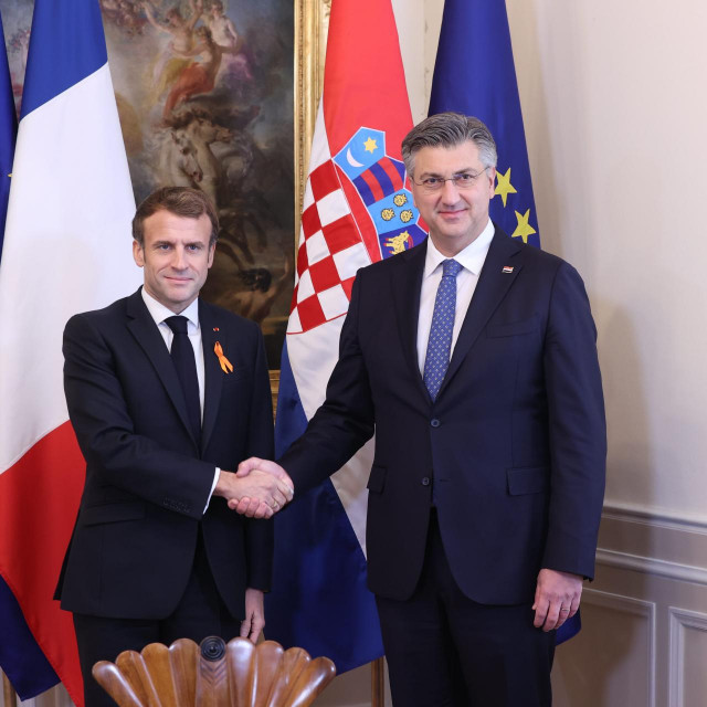 Emmanuel Macron i Andrej Plenković
