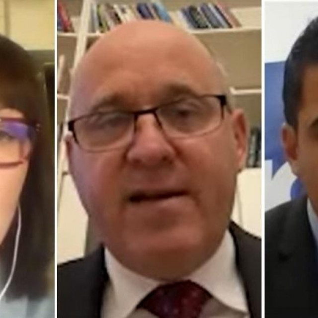 Novinarka Jutarnjeg lista Ivanka Toma, Branko Bačić (HDZ) i Nikola Grmoja (Most)
