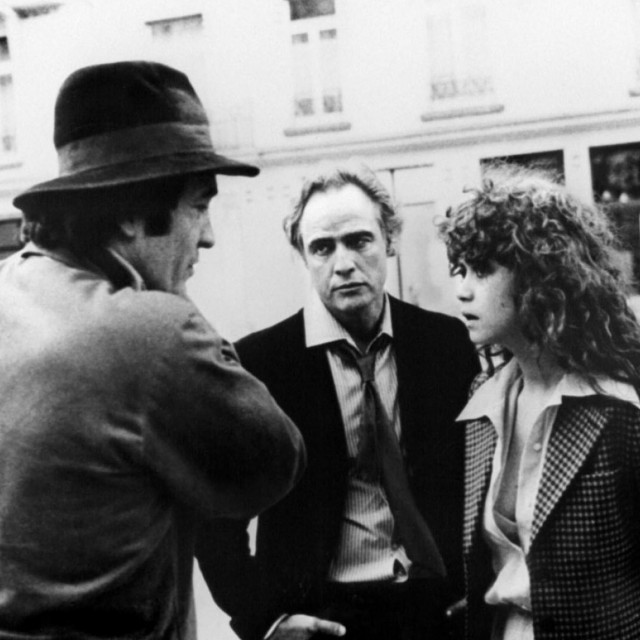 Maria Schneider i Marlon Brando s Bernardom Bertoluccijem na snimanju filma u Parizu
