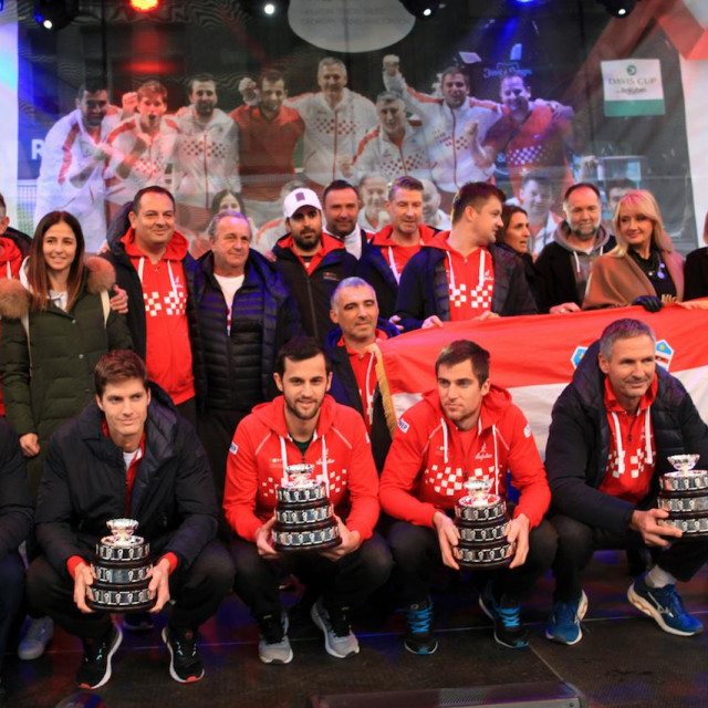 Zagreb, 06.12.2021.- Doček hrvatskih Davis cup reprezentativaca.
Foto Mario ĆUŽIĆ/HTS
