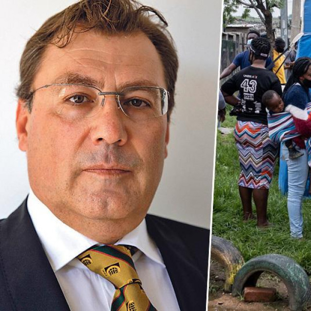 dr. Josip Nenad Čakić i građani Južnoafričke Republike koji čekaju u redu za cijepljenje
