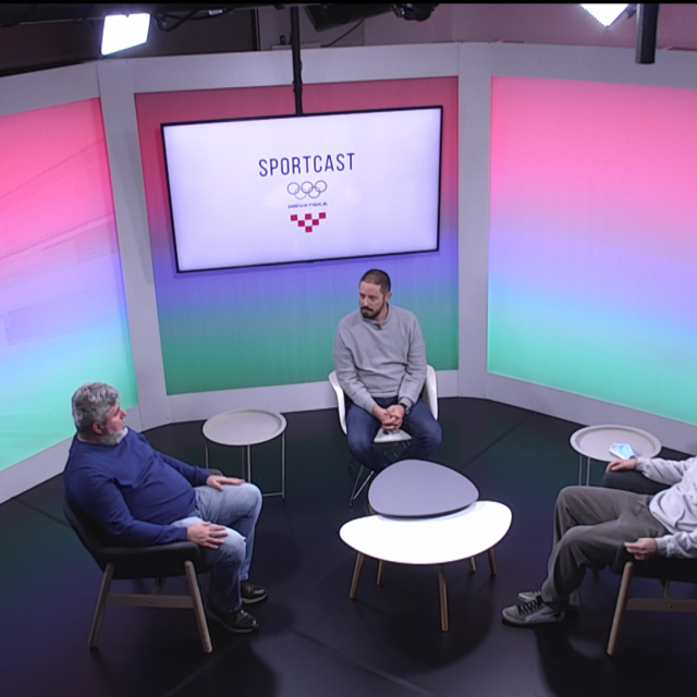 Dražen Pinević, voditelj Siniša Sušec i Ivan Čupić u studiju Hanza Medije
