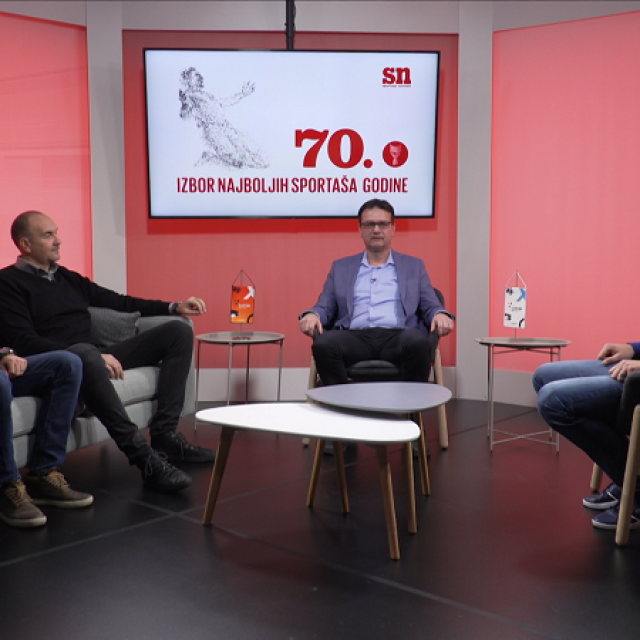 Slijeva na desno: Marijo Možnik, Perica Bukić, voditelj Robert Šola i Darko Antunović u studiju Hanza Medije