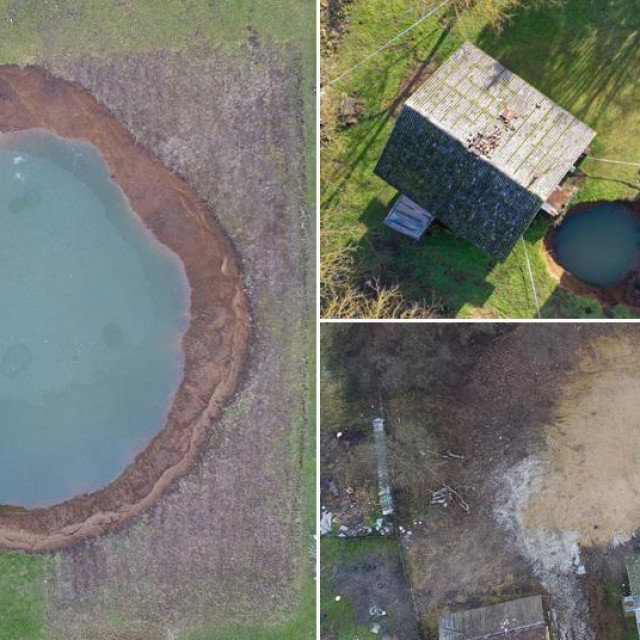 Rupa u Mečenčanima, desno prizor druge rupe u Mečenčanima prije i nakon sanacije
