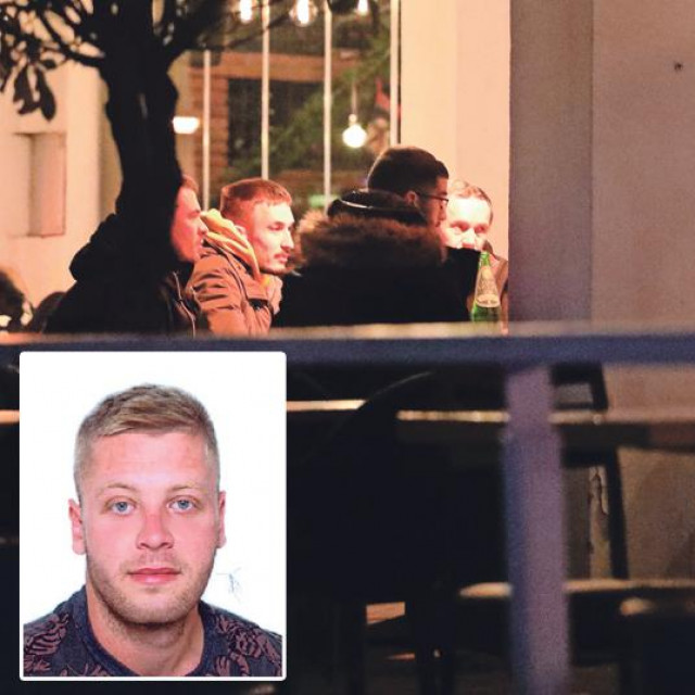 Prijatelji Mateja Periša i Nenad Periš u kafiću u Beogradu; u pravokutniku: Matej Periš
