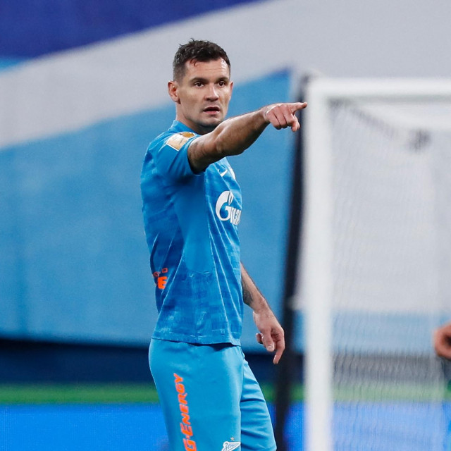 Dejan Lovren (C) of Zenit St. Petersburg gestures during the Russian Premier League match between FC Zenit Saint Petersburg and FC Nizhny Novgorod on November 19, 2021 at Gazprom Arena in Saint Petersburg, Russia. (Photo by Mike Kireev/NurPhoto) (Photo by Mike Kireev/NurPhoto/NurPhoto via AFP)
