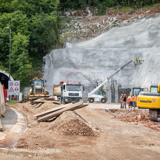 Radovi na drugoj cijevi tunela Učka s riječke strane snimljeni u srpnju 2021. godine
