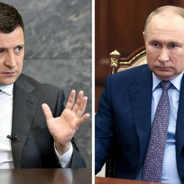 Volodimir Zelenski, ukrajinski predsjednik i Vladimir Putin, ruski predsjednik

